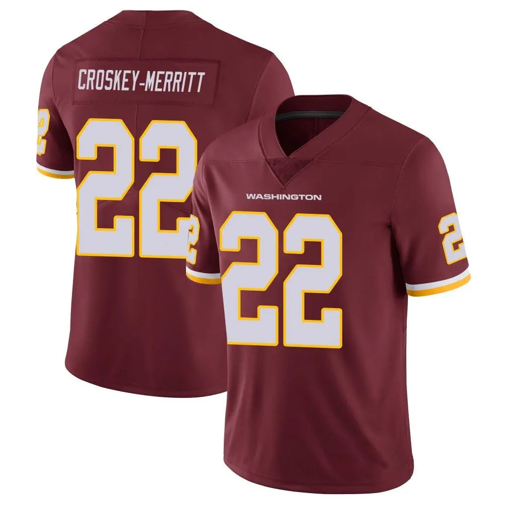 W.Commanders #22 Jacory Croskey-Merritt Player Burgundy Vapor Limited Football Jerseys football jersey product view 1