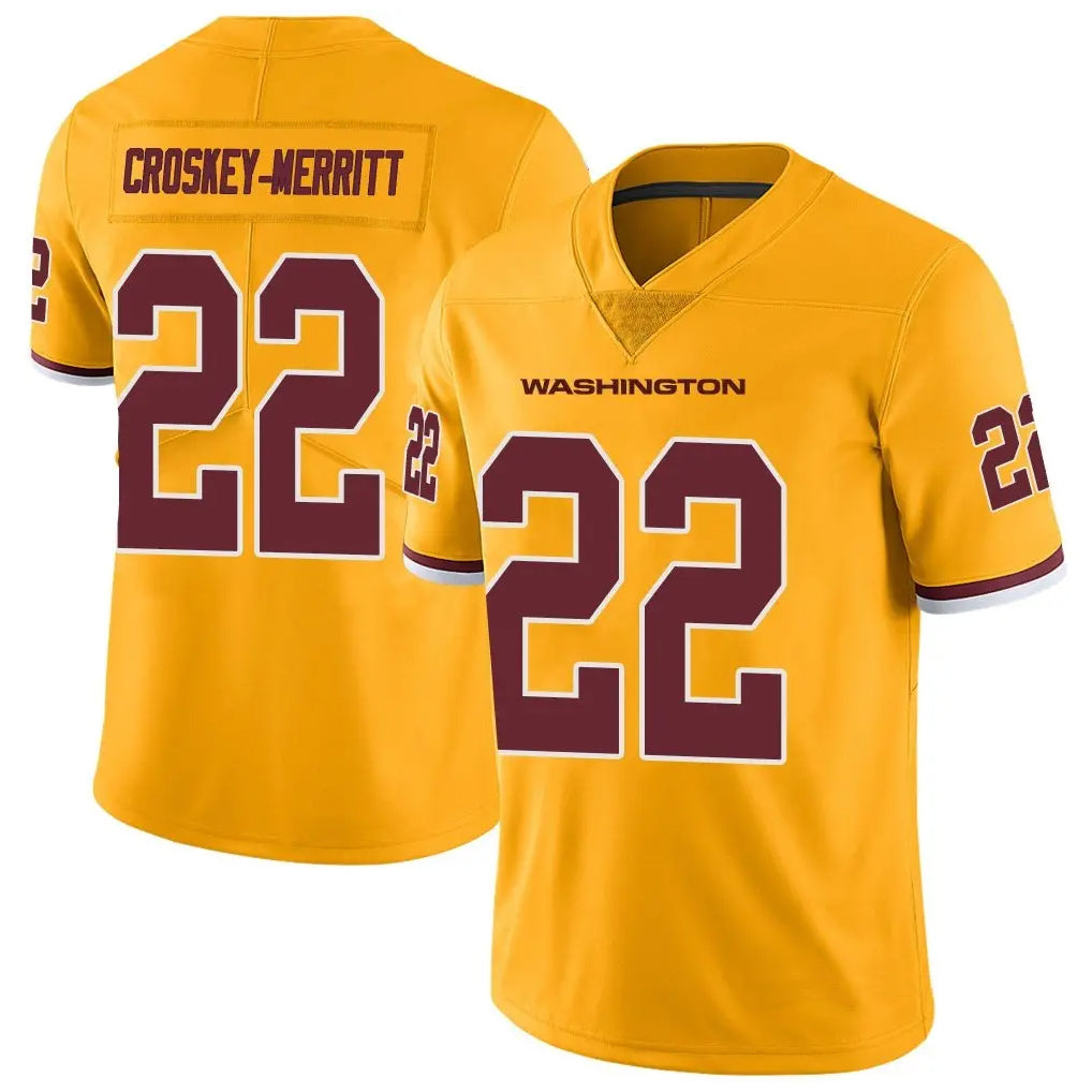 W.Commanders #22 Jacory Croskey-Merritt Player Gold Vapor Limited Football Jerseys football jersey product view 1