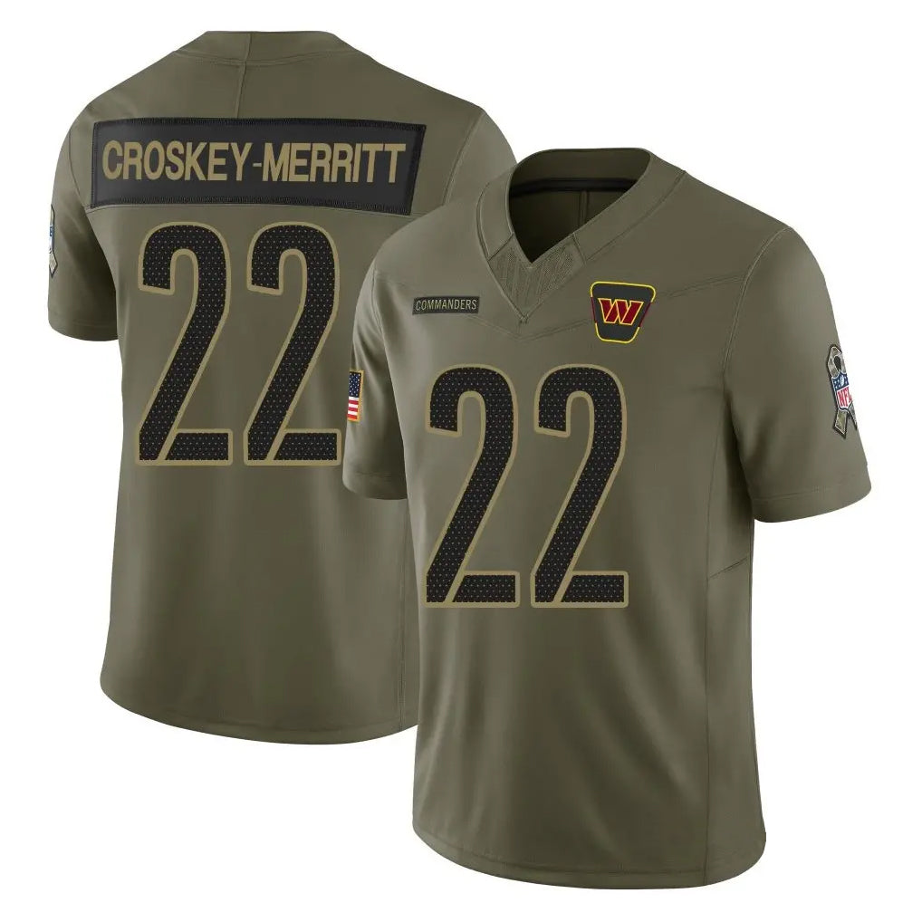 W.Commanders #22 Jacory Croskey-Merritt Player Olive Salute To Service Limited Football Jerseys football jersey product view 1