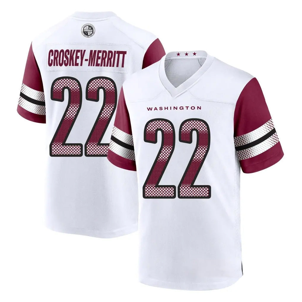 W.Commanders #22 Jacory Croskey-Merritt Player White Limited Home Game Football Jerseys football jersey product view 1