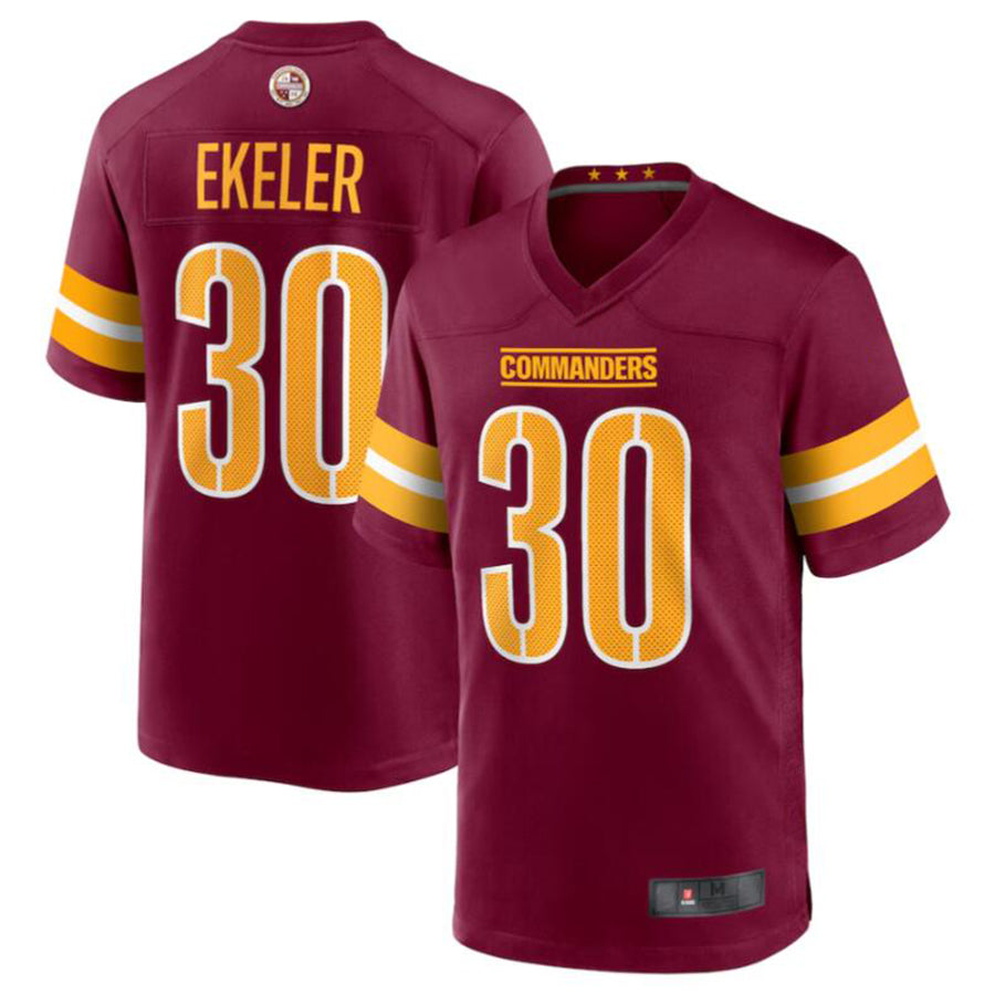 W.Commanders #30 Austin Ekeler Player Burgundy Home Game Football Jerseys football jersey product view 2