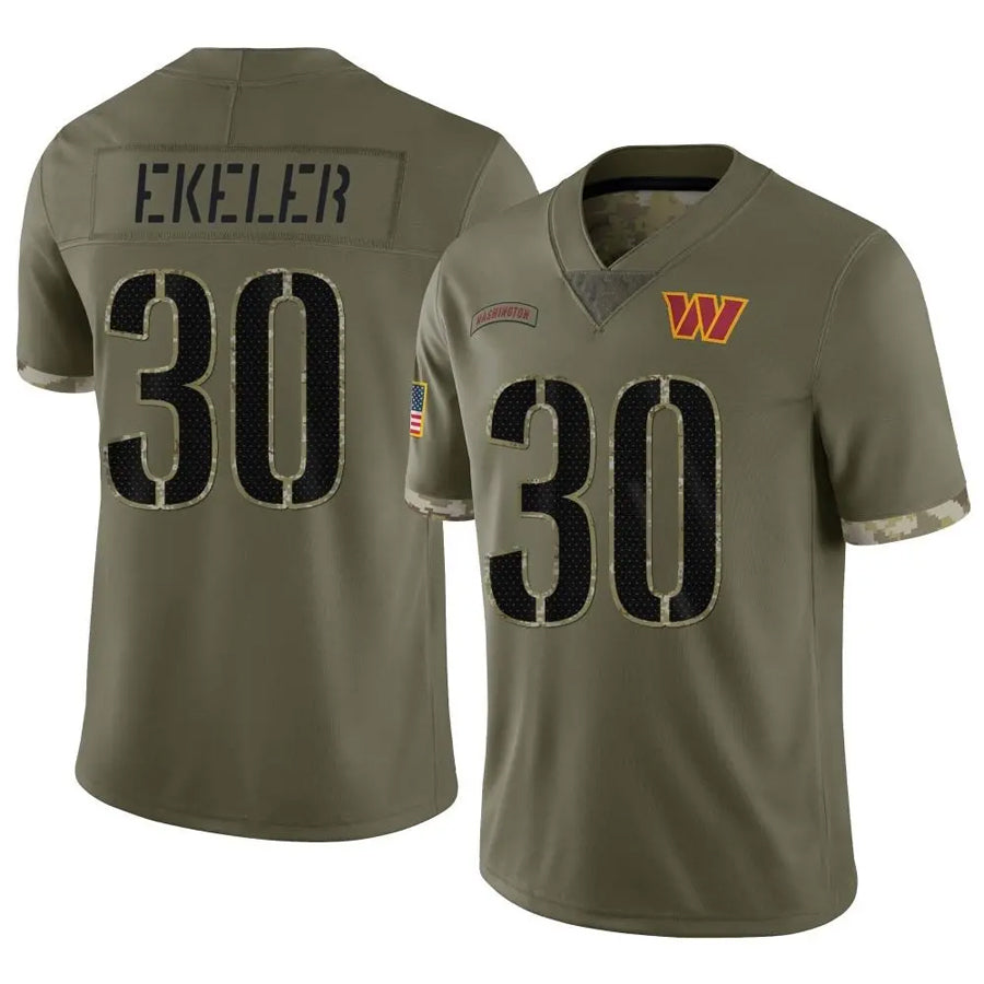 W.Commanders #30 Austin Ekeler Player Olive Salute To Service Limited Football Jerseys football jersey product view 1