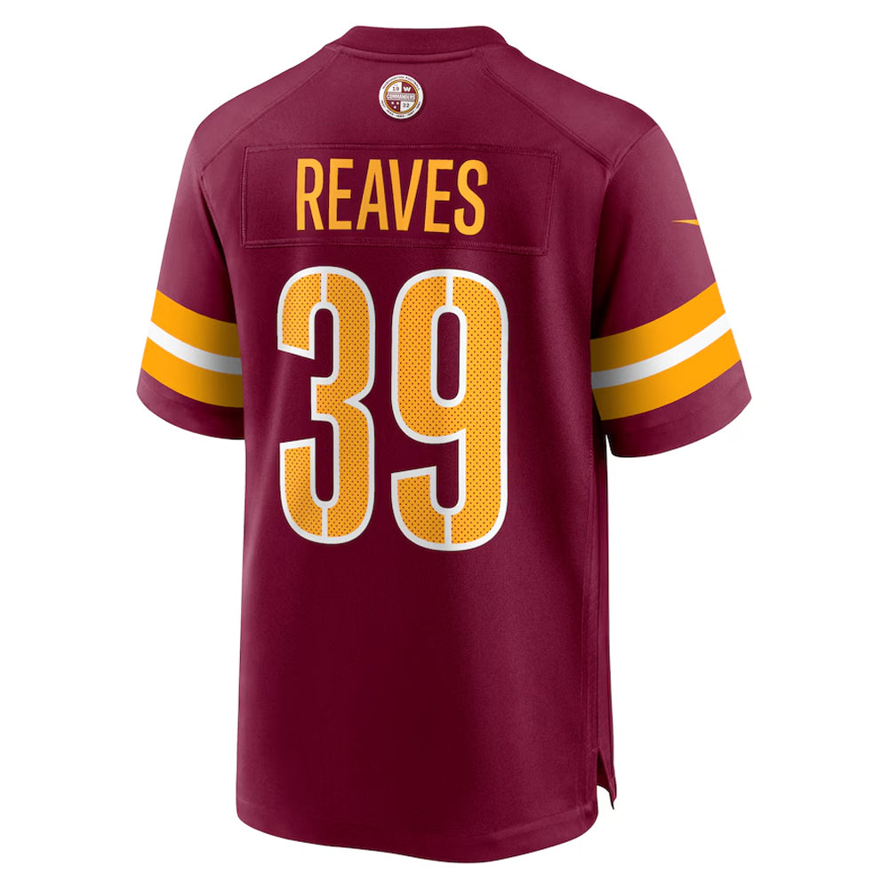 W.Commanders #39 Jeremy Reaves Player Burgundy Home Game Football Jerseys football jersey product view 1