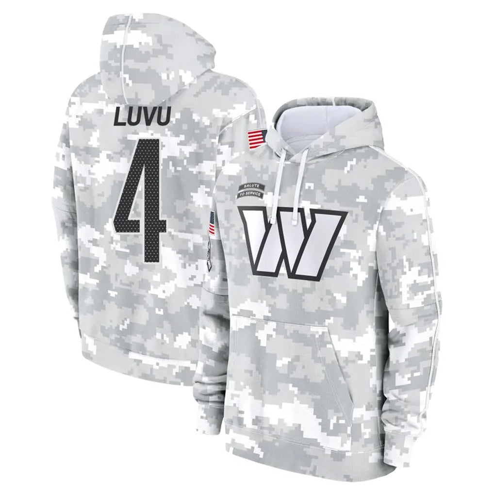 W.Commanders #4 Frankie Luvu Player Arctic Camo Salute to Service Hoodies Football Jersey football jersey product view 1