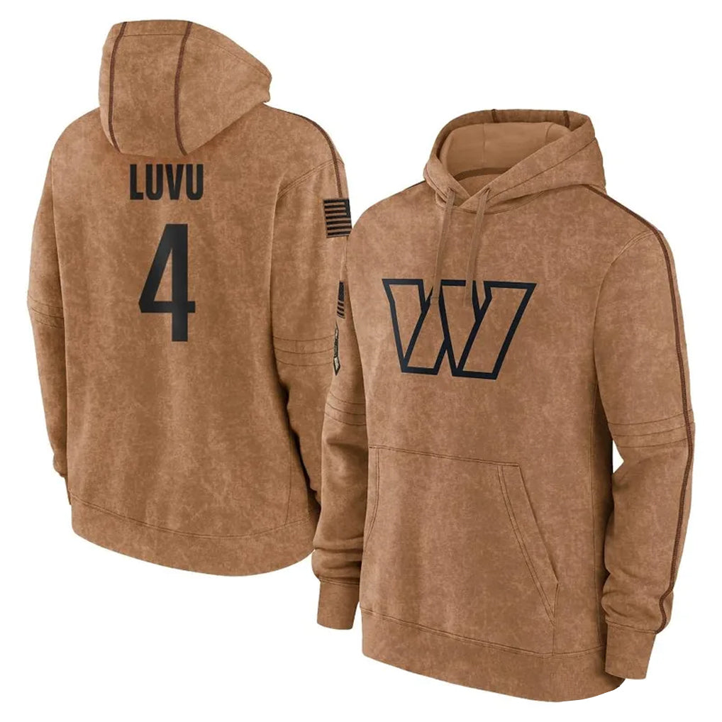 W.Commanders #4 Frankie Luvu Player Brown Salute to Service Hoodies Football Jerseys football jersey product view 1