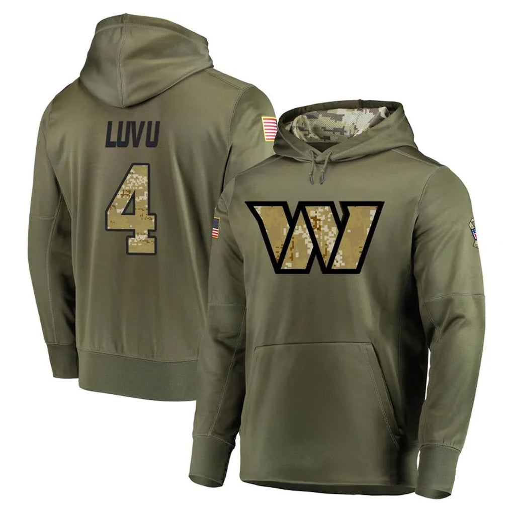 W.Commanders #4 Frankie Luvu Player Olive Salute to Service Hoodies Football Jerseys football jersey product view 1