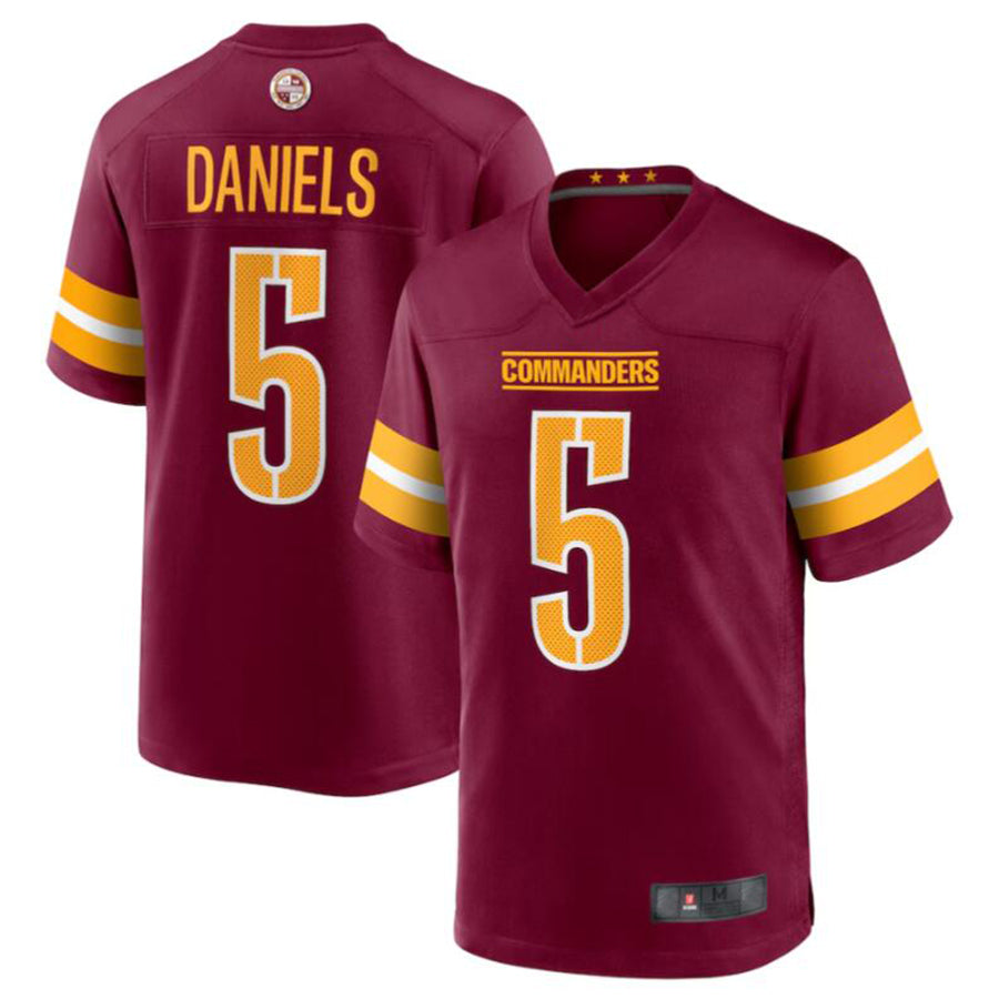 #5 Jayden Daniels Player W.Commanders Burgundy Game Football Jerseys football jersey product view 2
