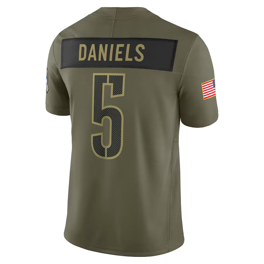 W.Commanders #5 Jayden Daniels Player Olive Salute to Service Limited Football Jerseys football jersey product view 1