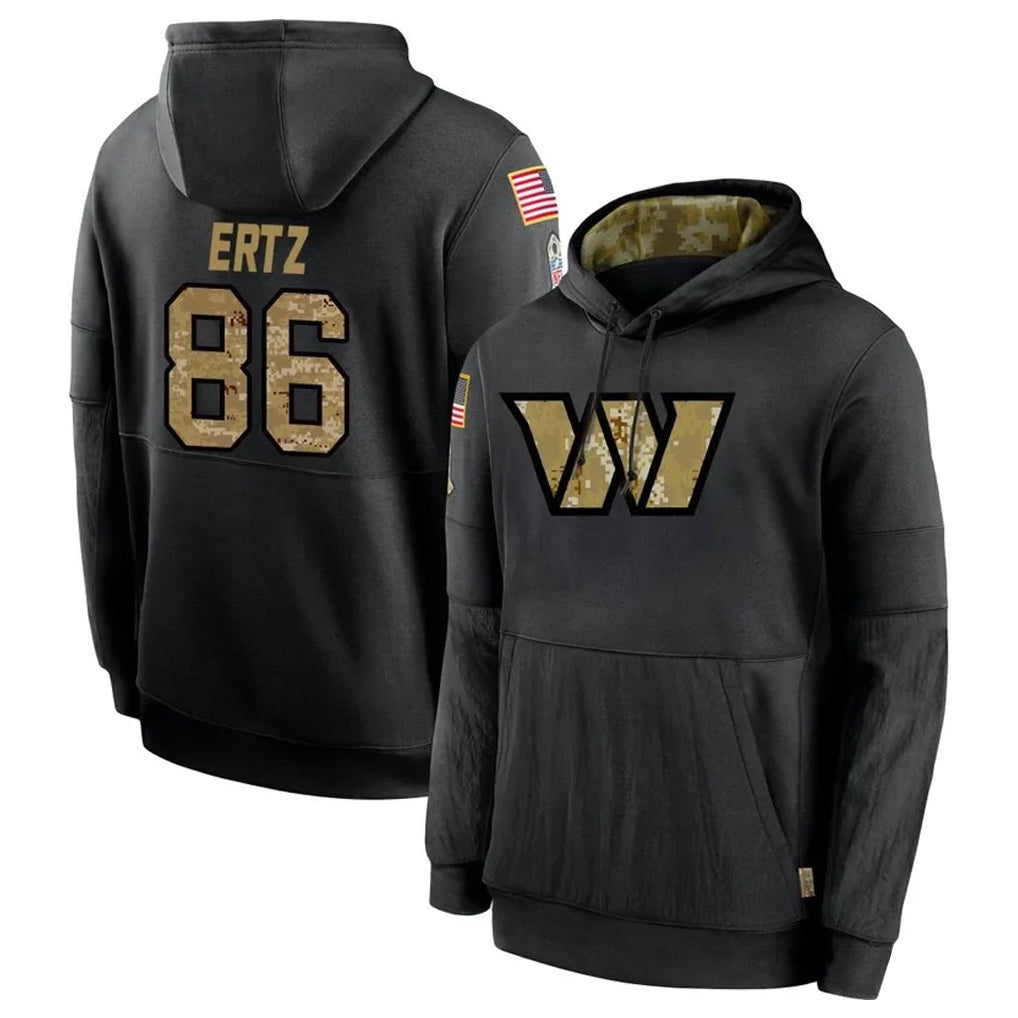 W.Commanders #86 Zach Ertz Player Black Salute to Service Hoodies Football Jerseys football jersey product view 1