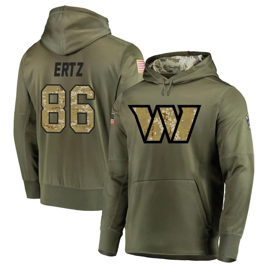 W.Commanders #86 Zach Ertz Player Olive Salute to Service Hoodies Football Jerseys football jersey product view 1