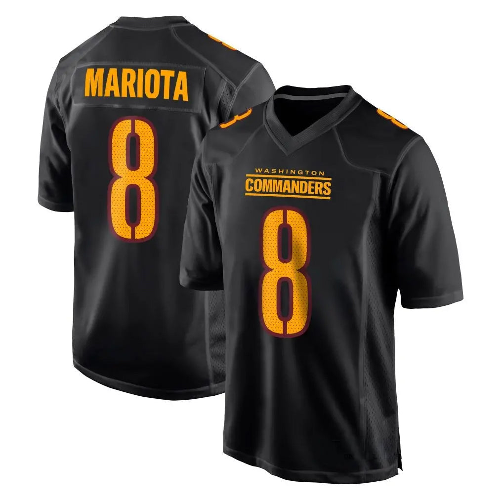 W.Commanders #8 Marcus Mariota Player Black Fashion Game Football Jerseys football jersey product view 1