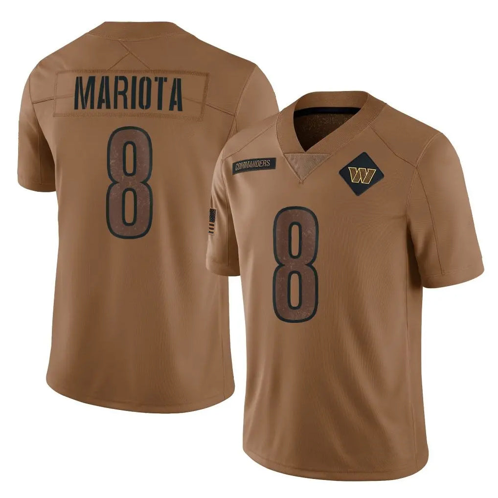 W.Commanders #8 Marcus Mariota Player Brown Salute To Service Limited Football Jerseys football jersey product view 1