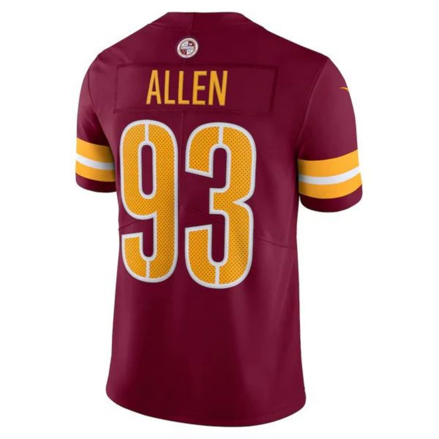 W.Commanders #93 Jonathan Allen Player Burgundy Vapor Limited Football Jerseys football jersey product view 1
