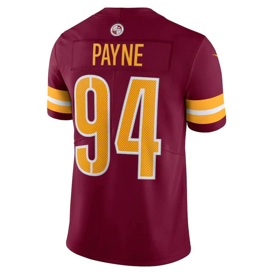 W.Commanders #94 Da'Ron Payne Player Burgundy Vapor Limited Football Jerseys football jersey product view 1