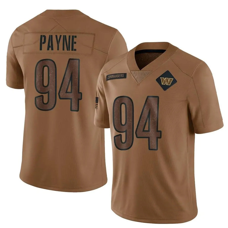 W.Commanders #94 Daron Payne Player Brown Salute To Service Limited Football Jerseys football jersey product view 1