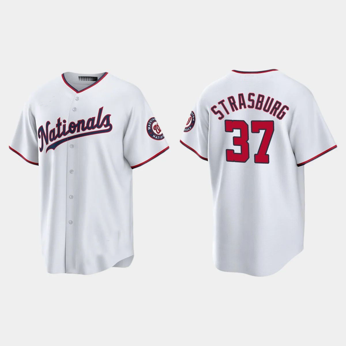 WASHINGTON NATIONALS #37 STEPHEN STRASBURG REPLICA ALTERNATE JERSEY ¨C WHITE Baseball Jerseys baseball jersey product view 1