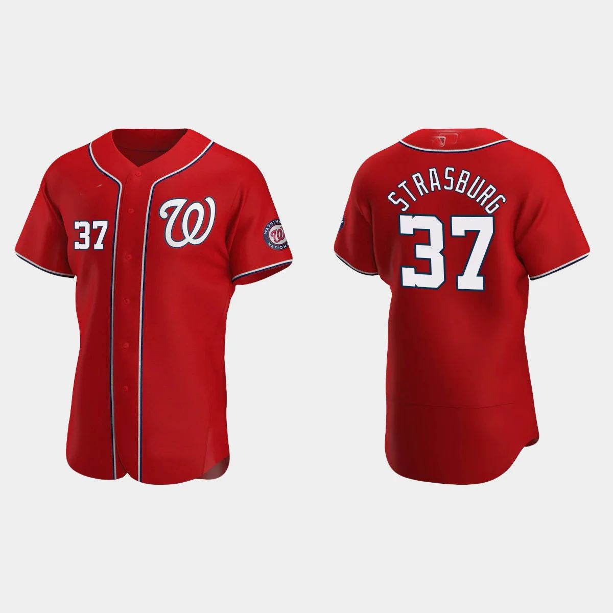 WASHINGTON NATIONALS #37 STEPHEN STRASBURG RED AUTHENTIC 2020 ALTERNATE JERSEY Baseball Jerseys baseball jersey product view 1