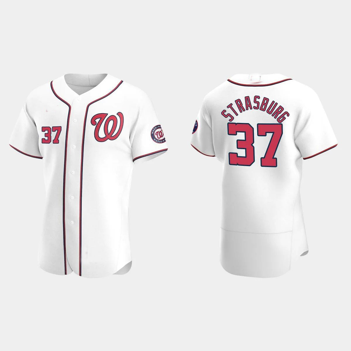 WASHINGTON NATIONALS #37 STEPHEN STRASBURG WHITE AUTHENTIC 2020 HOME JERSEY Baseball Jerseys baseball jersey product view 1