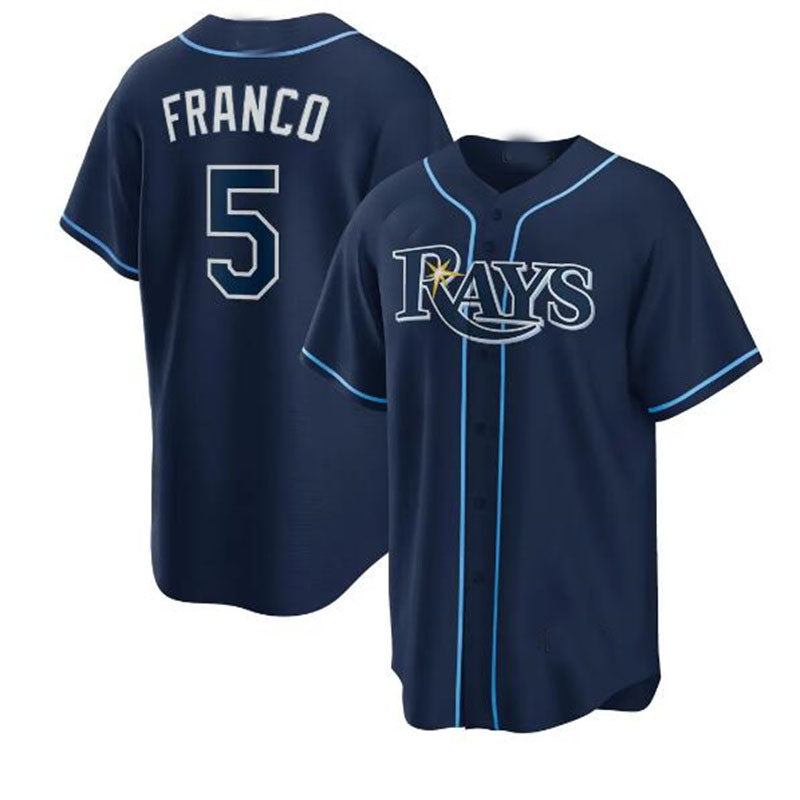 Tampa Bay Rays #5 Wander Franco Alternate Replica Player Jersey - Navy Baseball Jerseys baseball jersey product view 1