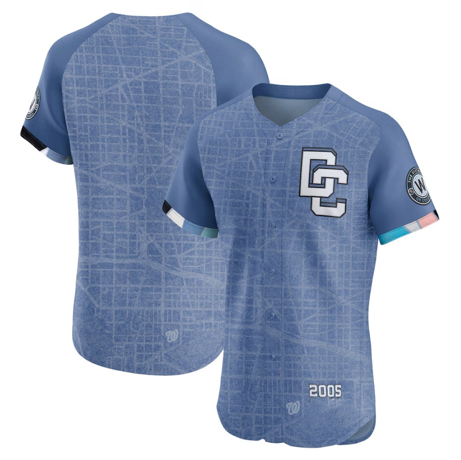 Washington Nationals Blue 2025 City Connect Elite Stitched Baseball Jersey baseball jersey product view 1