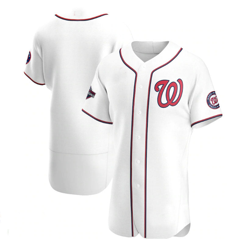 Washington Nationals 2019 World Series Champions Home Authentic Team Jersey - White Baseball Jerseys baseball jersey product view 1