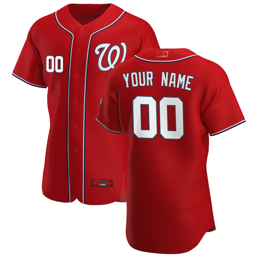 Custom Washington Nationals Scarlet Alternate Authentic Custom Patch Jersey Baseball Jerseys baseball jersey product view 1