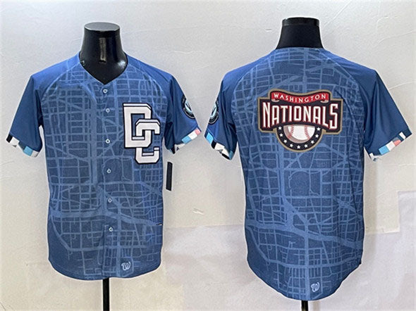 Washington Nationals Team Big Logo Blue 2025 City Connect Limited Stitched Baseball Jersey baseball jersey product view 1