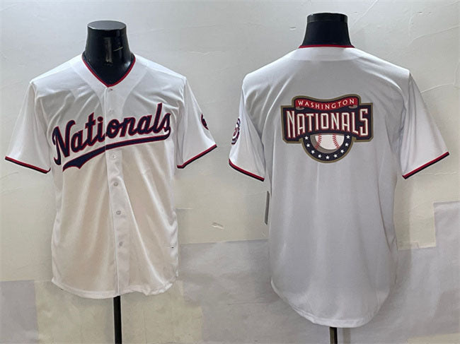 Washington Nationals Team Big Logo White Limited Stitched Baseball Jersey baseball jersey product view 1