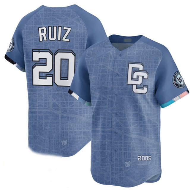 Washington Nationals #20 Keibert Ruiz Blue 2025 City Connect Limited Stitched Baseball Jersey baseball jersey product view 1
