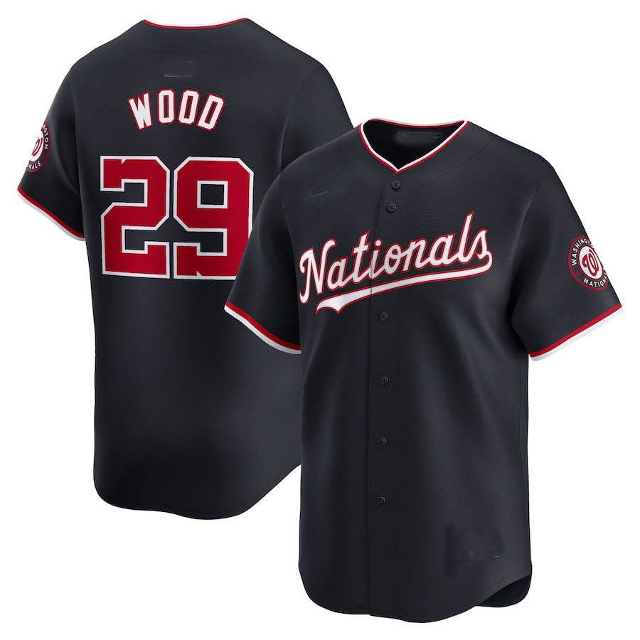 Washington Nationals #29 James Wood Alternate Limited Player Jersey - Navy Baseball Jerseys baseball jersey product view 1