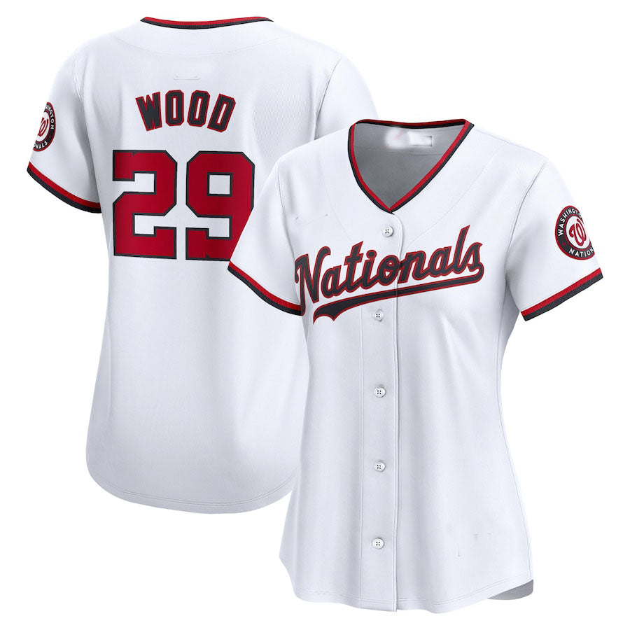 Washington Nationals #29 James Wood Home Limited Player Jersey - White Baseball Jerseys baseball jersey product view 1