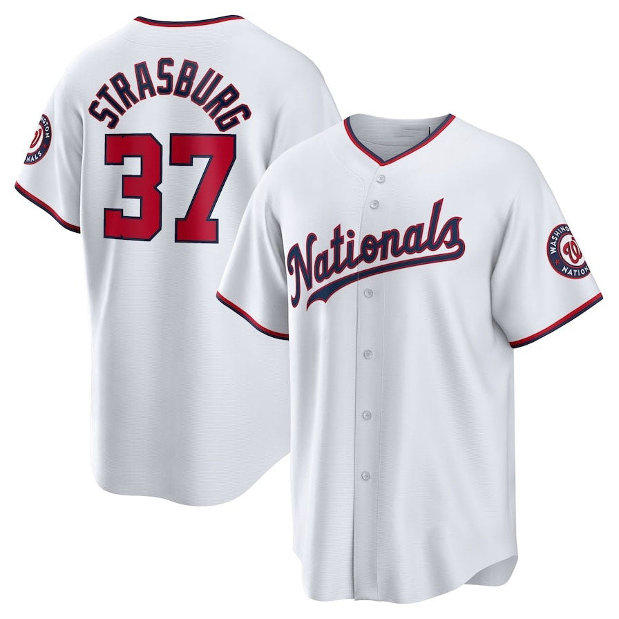 Washington Nationals #37 Stephen Strasburg Home Replica Jersey - White Stitched Baseball Jersey baseball jersey product view 1