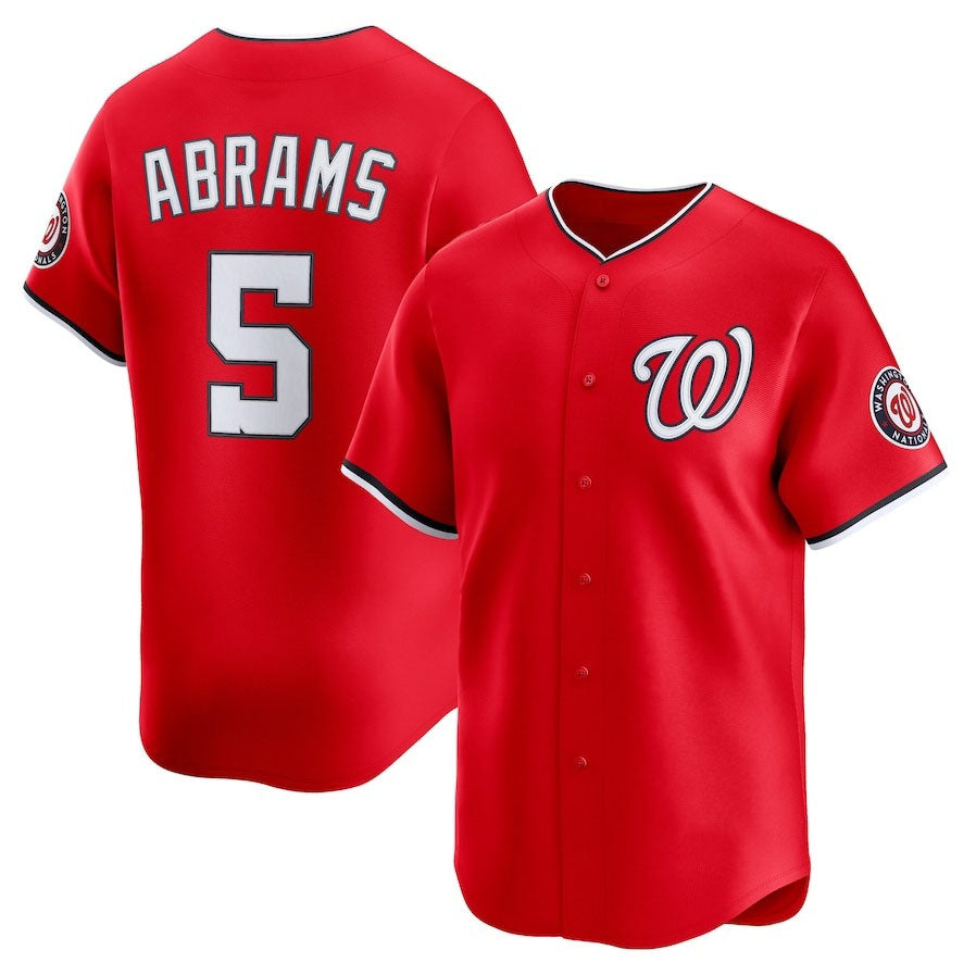 Washington Nationals #5 CJ Abrams 2nd Alternate Limited Player Jersey - Red Stitched Baseball Jersey baseball jersey product view 1