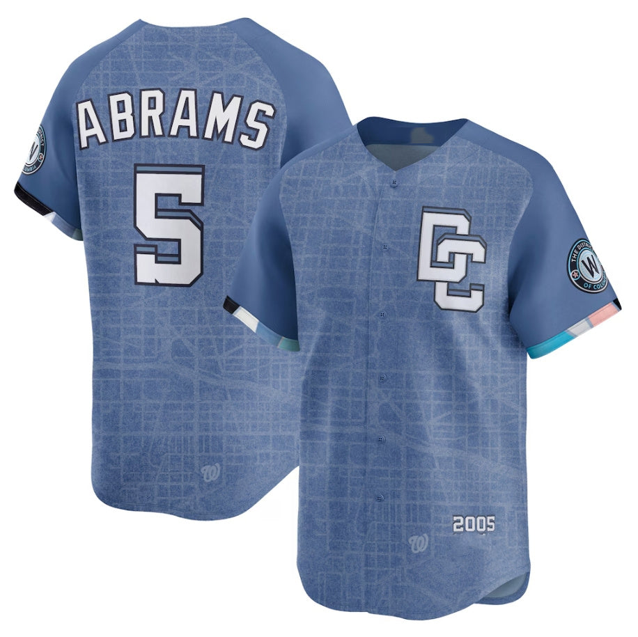 Washington Nationals #5 CJ Abrams Blue 2025 City Connect Limited Stitched Baseball Jersey baseball jersey product view 1