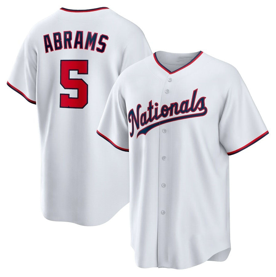 Washington Nationals #5 CJ Abrams Home Replica Player Jersey - White Stitched Baseball Jersey baseball jersey product view 1