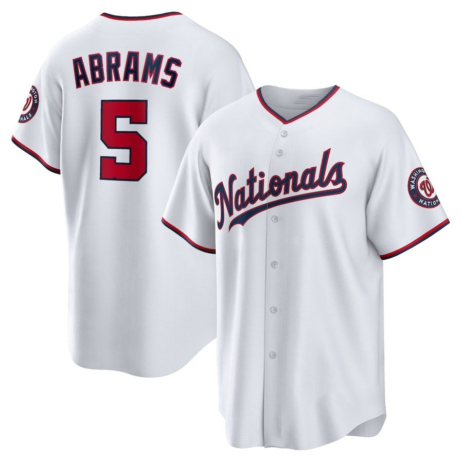 Washington Nationals #5 C.J. Abrams Home Replica Jersey - White Stitched Baseball Jersey baseball jersey product view 1