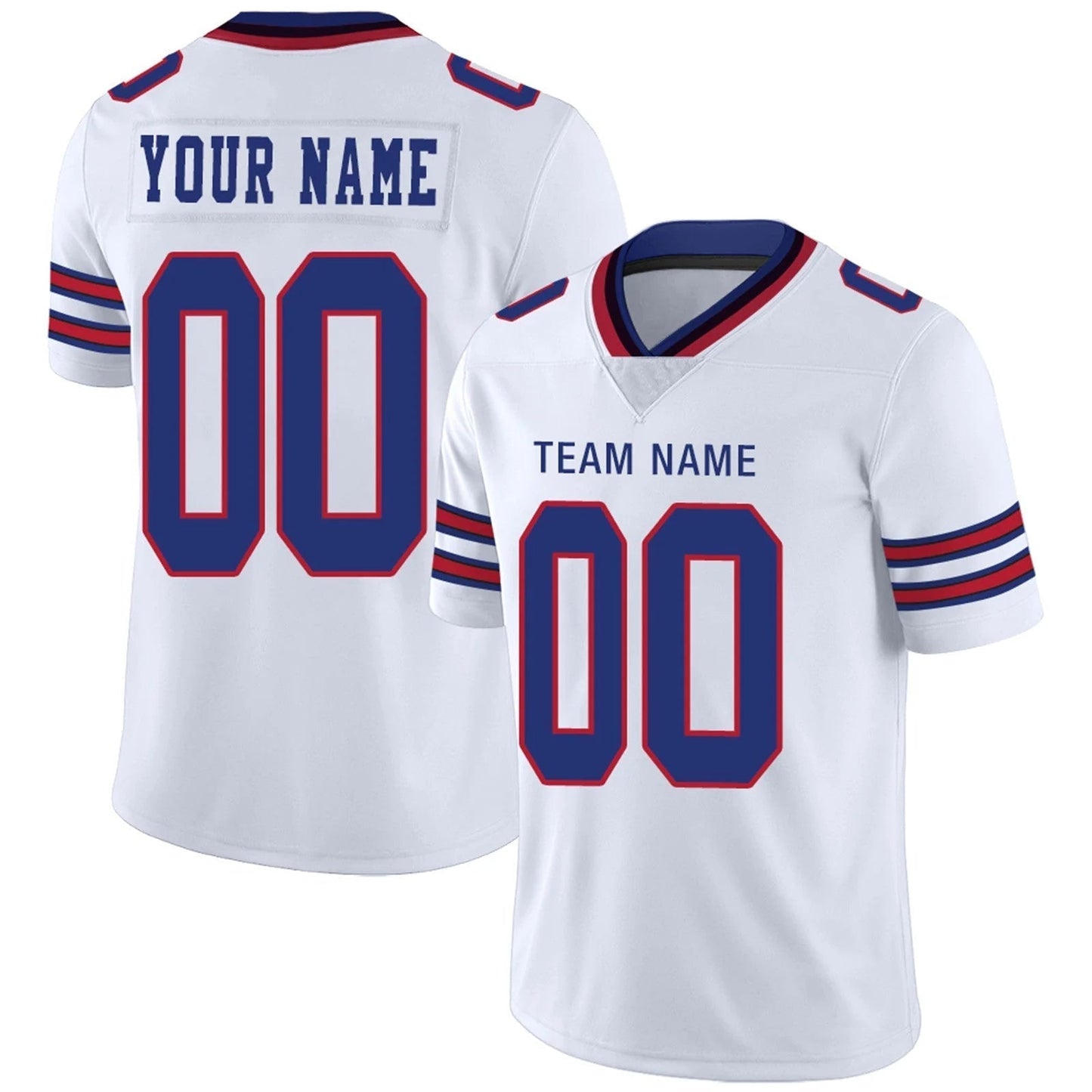 Custom B.Bills White Personalized Design Your Own Name and Number for Men Women Youth Jerseys football jersey product view 1