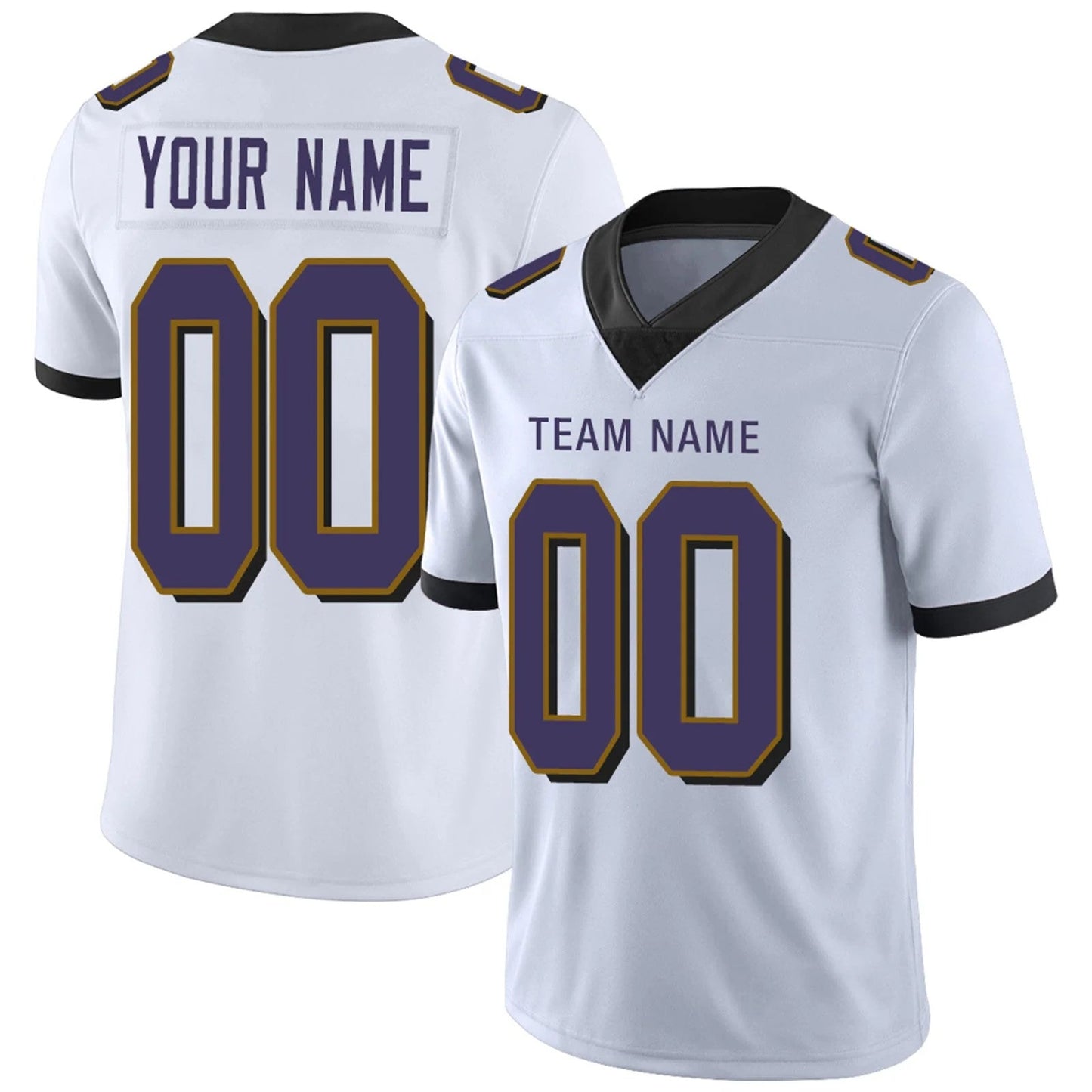 Custom B.Ravens White Personalized Design Game Football Jerseys football jersey product view 1