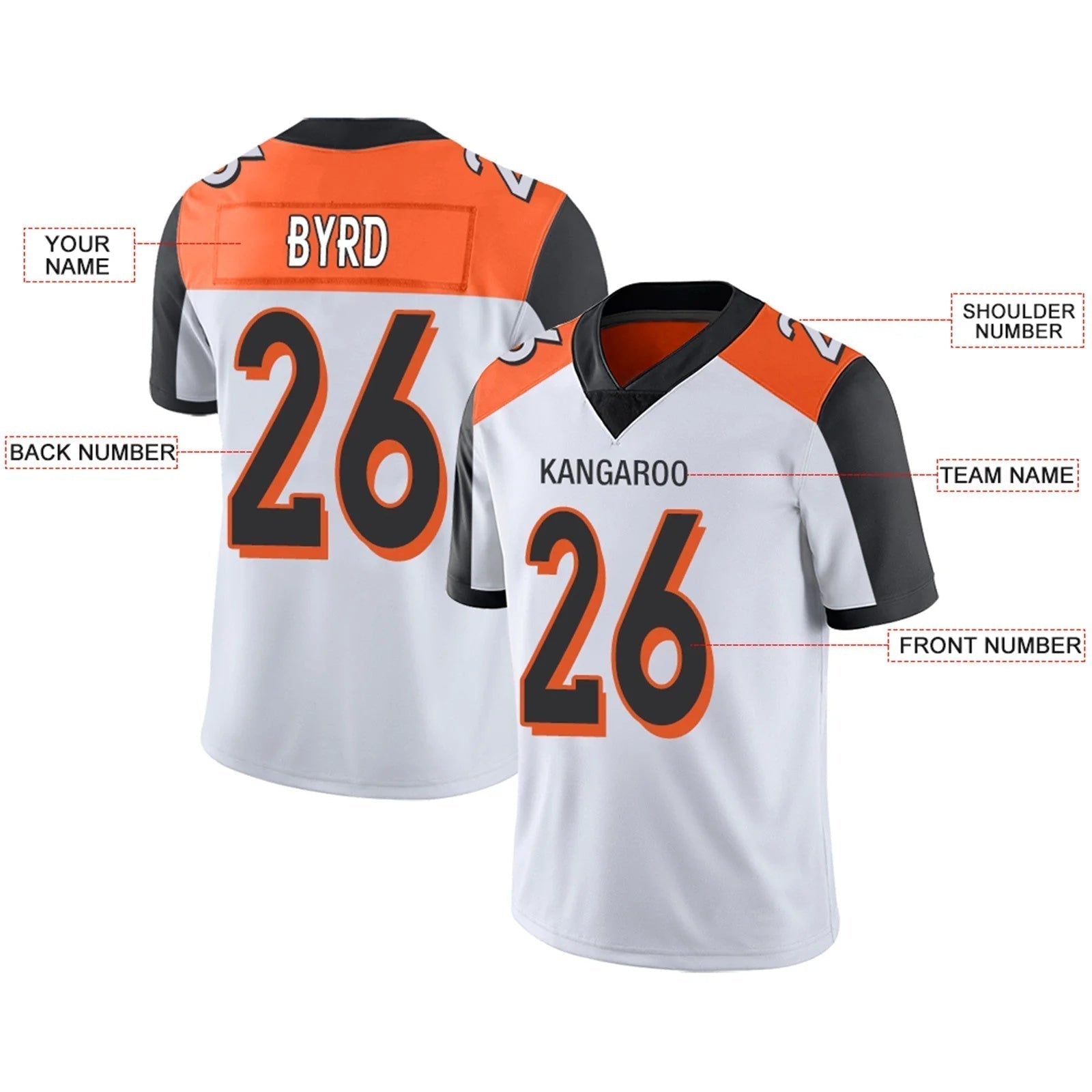 Custom C.Bengals White Personalized Design Your Own Name and Number for Men Women Youth Jerseys football jersey product view 2