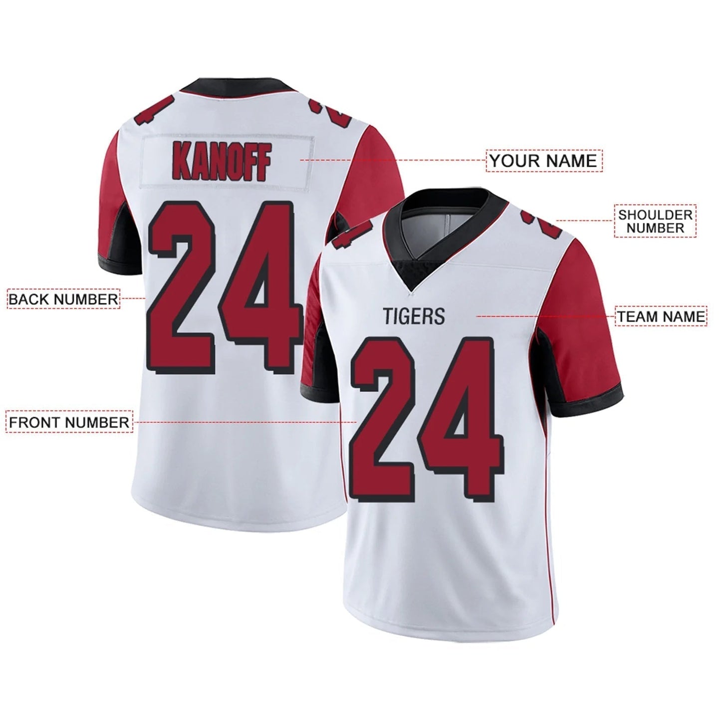 Custom A.Falcons White Personalized Design Your Own Name and Number for Men Women Youth Jerseys football jersey product view 2