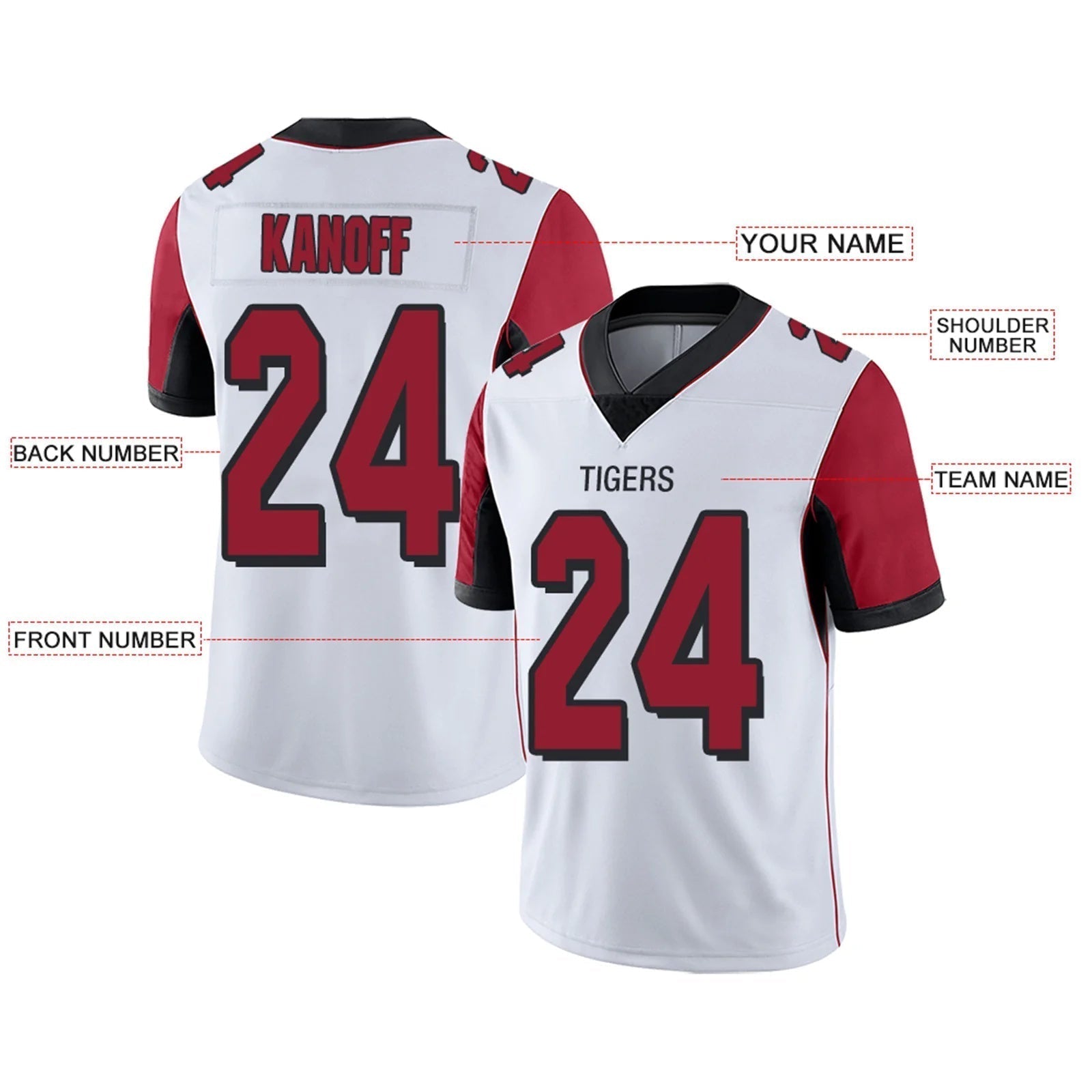 Custom A.Falcons White Personalized Design Your Own Name and Number for Men Women Youth Jerseys football jersey product view 2