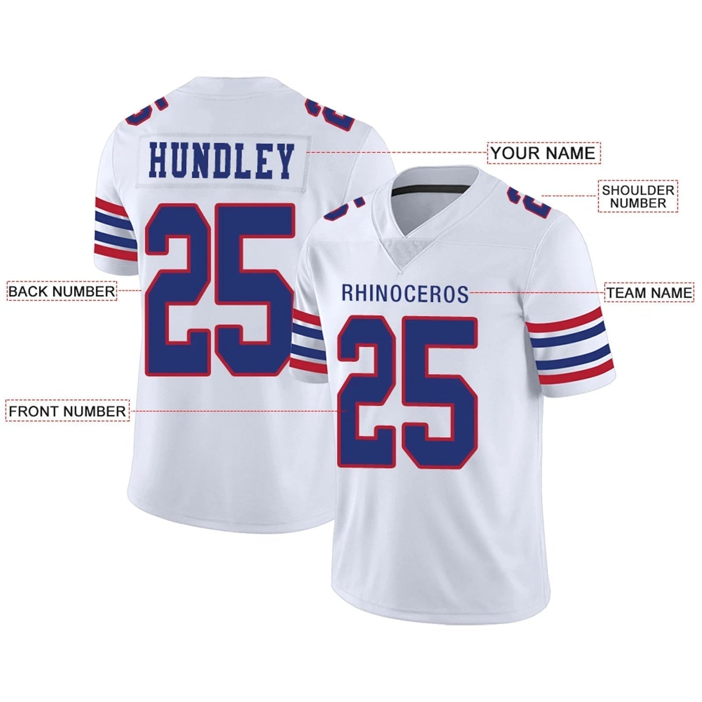 Custom B.Bills White Personalized Design Your Own Name and Number for Men Women Youth Jerseys football jersey product view 2