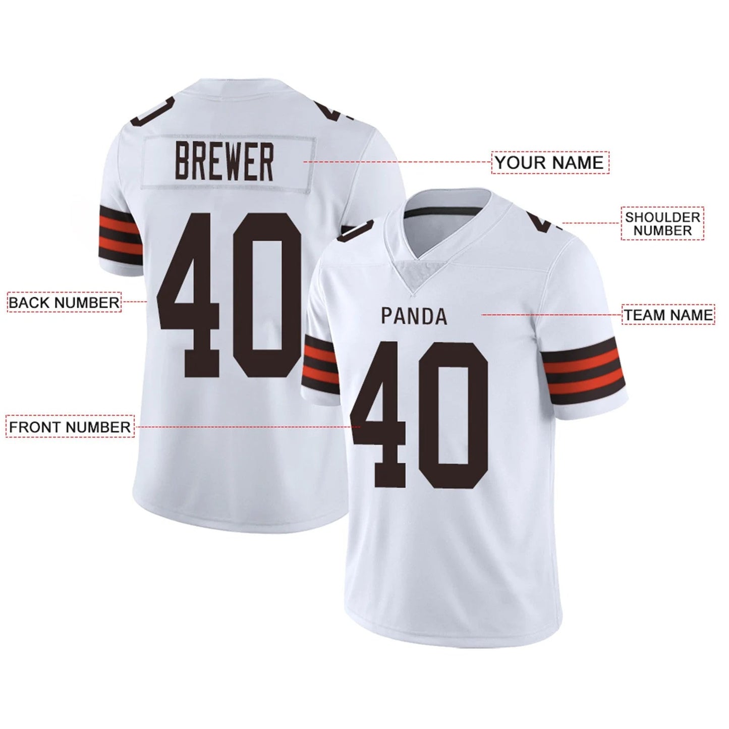 Custom C.Browns White Personalized Design Your Own Name and Number for Men Women Youth Jerseys football jersey product view 2