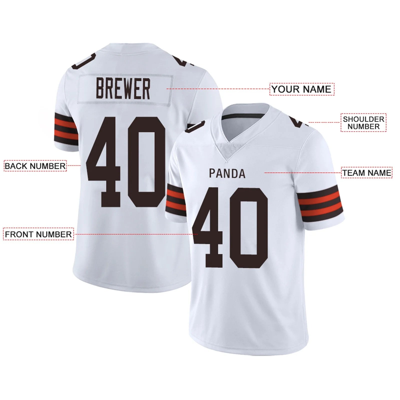 Custom C.Browns White Personalized Design Your Own Name and Number for Men Women Youth Jerseys football jersey product view 2