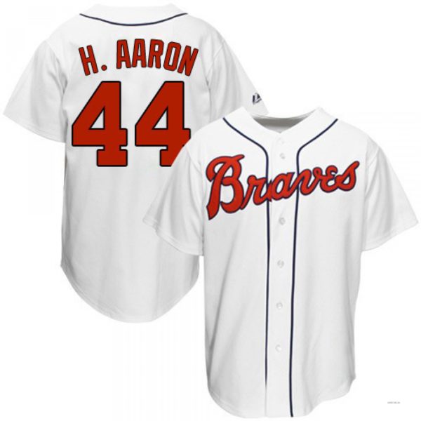Atlanta Braves #44 Hank Aaron White 1963 Throwback Stitches Baseball Jerseys baseball jersey product view 1