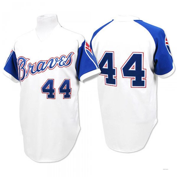 Atlanta Braves #44 Hank Aaron White 1974 Throwback Jersey Stitches Baseball Jerseys baseball jersey product view 1