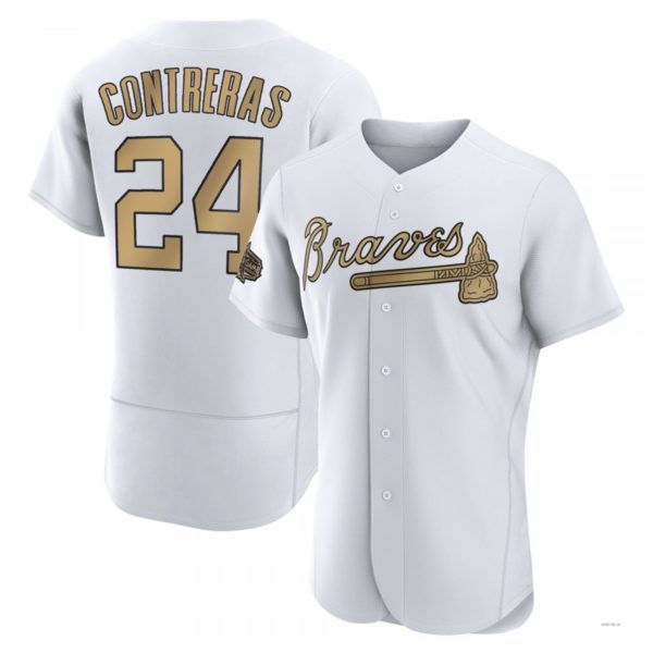 Atlanta Braves #24 William Contreras White Authentic 2022 All-Star Jersey Stitches Baseball Jerseys baseball jersey product view 1