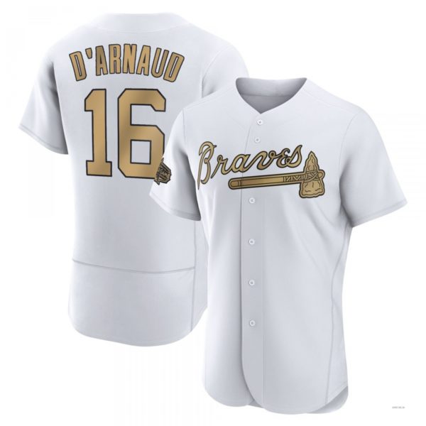 Atlanta Braves #16 Travis d¡¯Arnaud White Authentic 2022 All-Star Jersey Stitches Baseball Jerseys baseball jersey product view 1