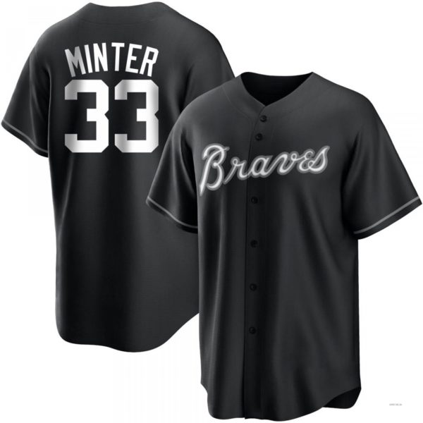 Atlanta Braves #33 A.J. Minter White Black/ Jersey Stitches Baseball Jerseys baseball jersey product view 1