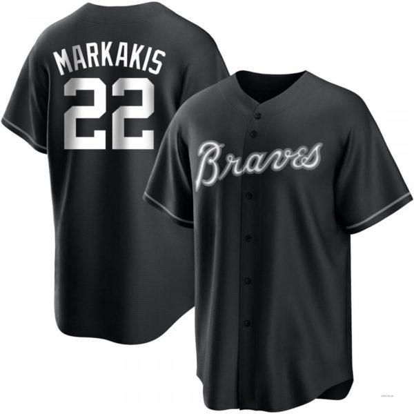 Atlanta Braves #22 Nick Markakis White Black Jersey Stitches Baseball Jerseys baseball jersey product view 1